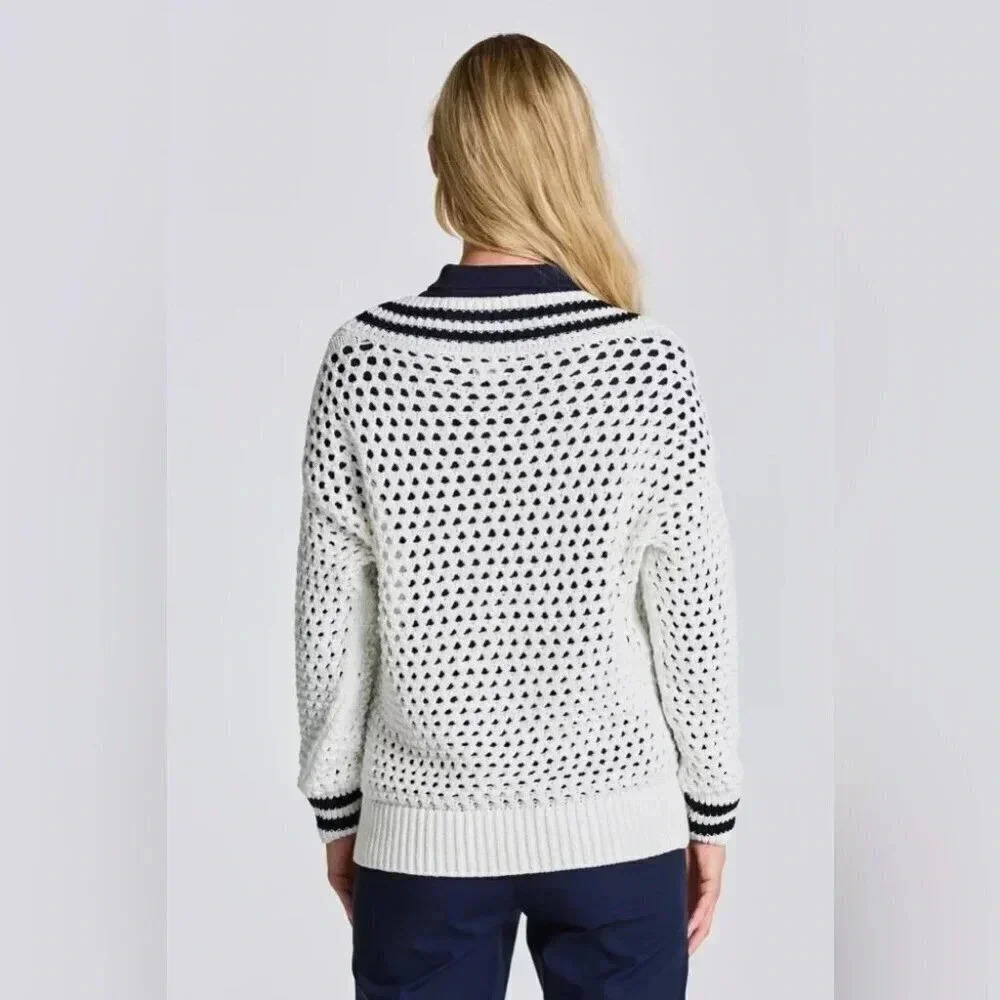 Gant White Knit V Neck Sweater NWT - Picture 6 of 11